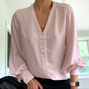 Soft Pink Half Buttoned Blouse